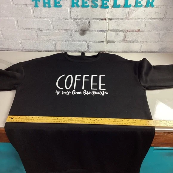 SHEIN Curve Oversized Coffee Is My Love Language Black Sweatshirt Dress 1XL - Picture 8 of 10